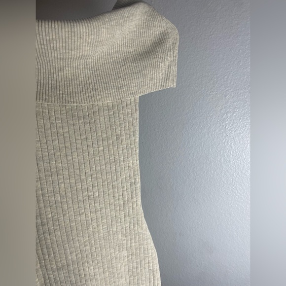 Elegant Cream Knit Off-Shoulder Dress - Picture 6 of 6